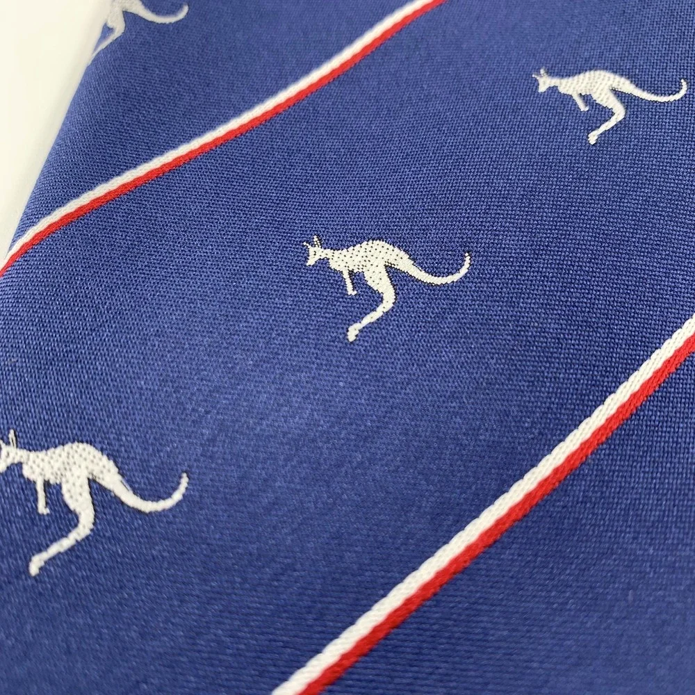 Vintage Australia by John & Lois Kangaroo Mens Tie Navy Red White Stripe Repp